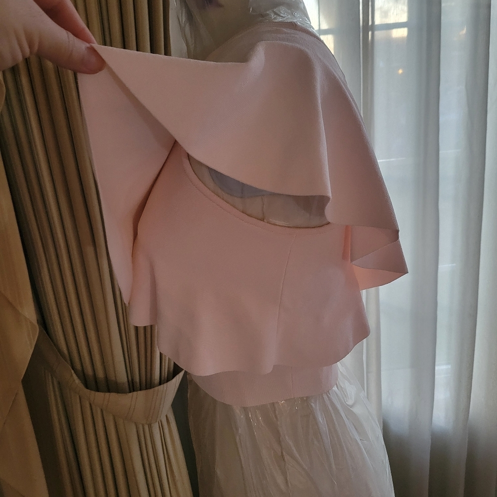 Bebe One-Shoulder Pink Ruffle Top - Picture 5 of 10